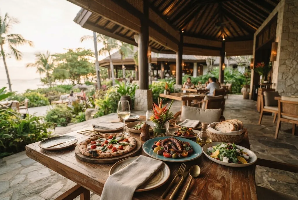 California-Mediterranean-inspired dishes served in a tropical resort-style dining setting in Lapu-Lapu, Cebu