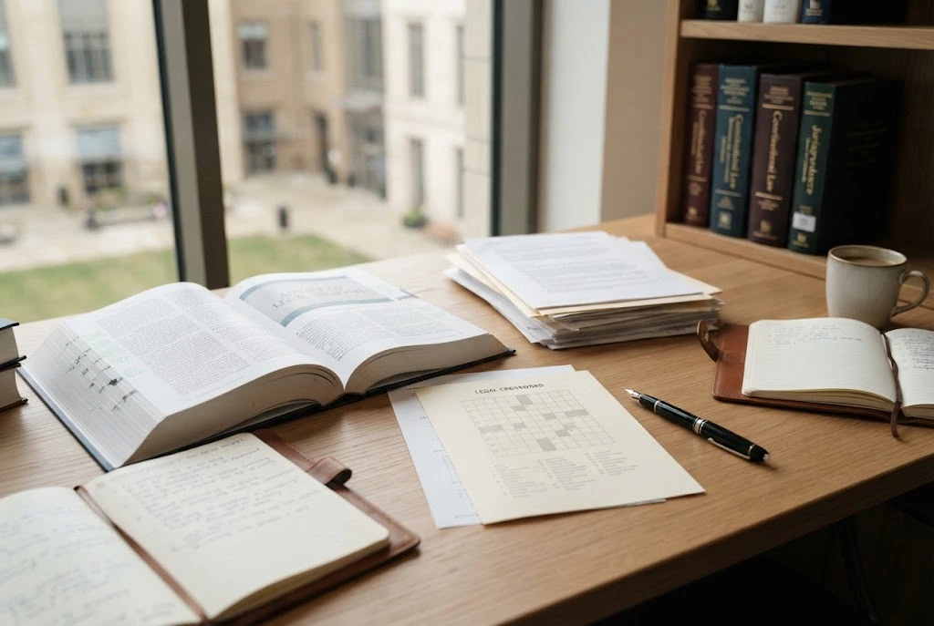 Advanced legal degree crossword and law education study materials