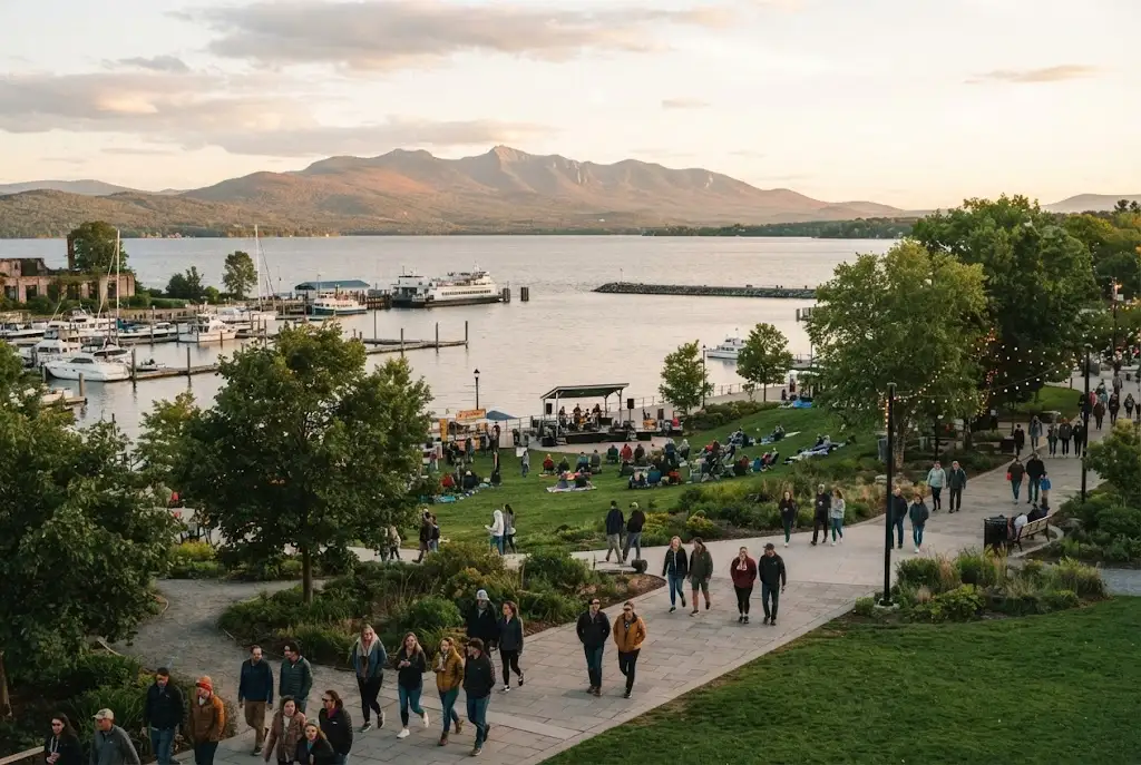 Burlington riverfront entertainment and waterfront activities along Lake Champlain