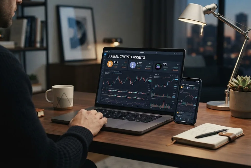 Cryptocurrency trading dashboard on a modern digital investment platform