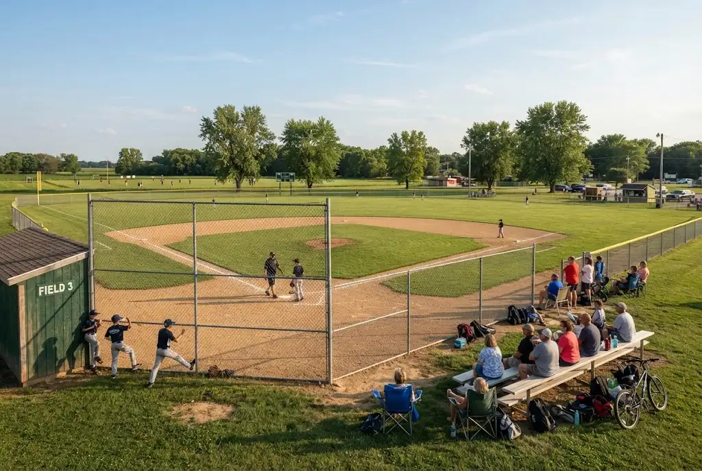 Baseball and softball fields at the Leo Grabill Sports Complex in Grabill, Indiana